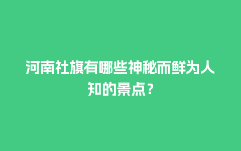 河南社旗有哪些神秘而鲜为人知的景点？