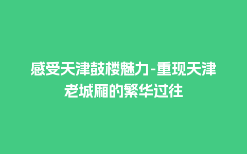 感受天津鼓楼魅力-重现天津老城厢的繁华过往