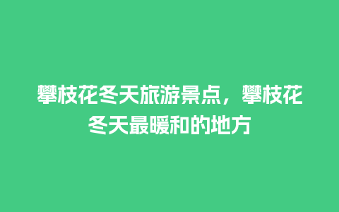 攀枝花冬天旅游景点，攀枝花冬天最暖和的地方