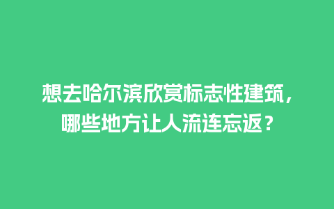 想去哈尔滨欣赏标志性建筑，哪些地方让人流连忘返？