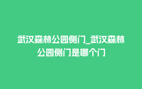 武汉森林公园侧门_武汉森林公园侧门是哪个门