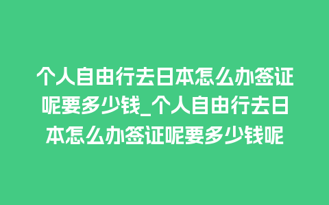 个人自由行去日本怎么办签证呢要多少钱_个人自由行去日本怎么办签证呢要多少钱呢