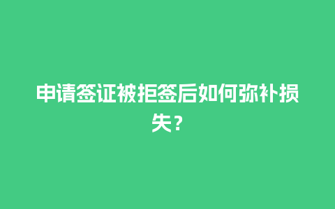 申请签证被拒签后如何弥补损失？