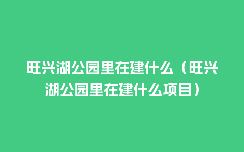 旺兴湖公园里在建什么（旺兴湖公园里在建什么项目）