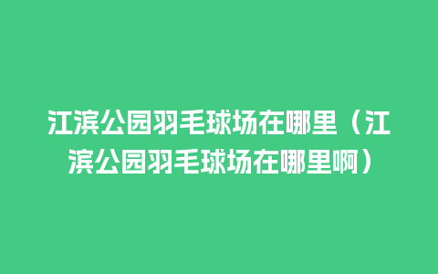 江滨公园羽毛球场在哪里（江滨公园羽毛球场在哪里啊）