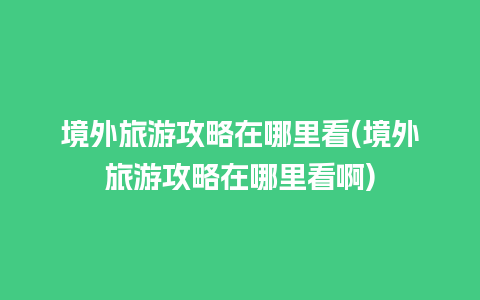 境外旅游攻略在哪里看(境外旅游攻略在哪里看啊)