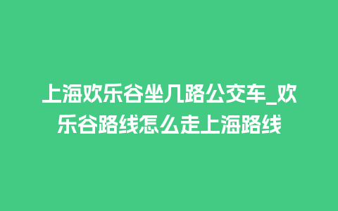 上海欢乐谷坐几路公交车_欢乐谷路线怎么走上海路线