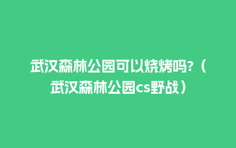 武汉森林公园可以烧烤吗?（武汉森林公园cs野战）