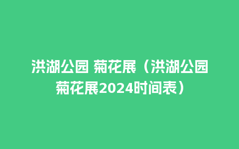 洪湖公园 菊花展（洪湖公园菊花展2024时间表）