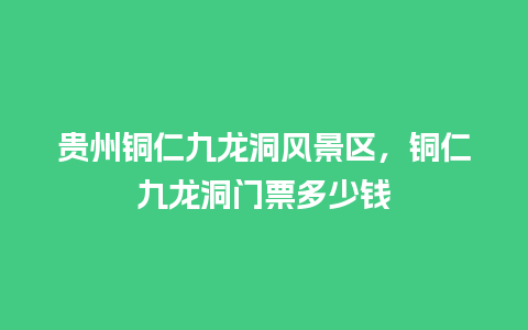 贵州铜仁九龙洞风景区，铜仁九龙洞门票多少钱