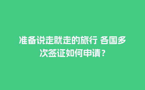 准备说走就走的旅行 各国多次签证如何申请？