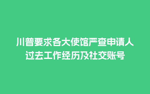 川普要求各大使馆严查申请人过去工作经历及社交账号