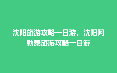 沈阳旅游攻略一日游，沈阳阿勒泰旅游攻略一日游