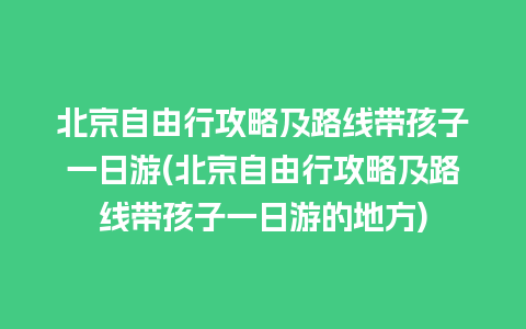 北京自由行攻略及路线带孩子一日游(北京自由行攻略及路线带孩子一日游的地方)