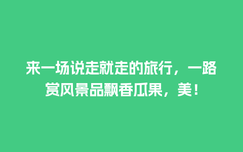 来一场说走就走的旅行，一路赏风景品飘香瓜果，美！