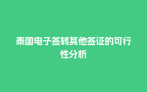 泰国电子签转其他签证的可行性分析