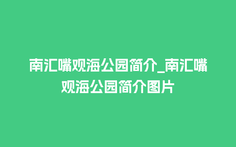 南汇嘴观海公园简介_南汇嘴观海公园简介图片