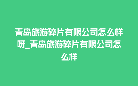 青岛旅游碎片有限公司怎么样呀_青岛旅游碎片有限公司怎么样