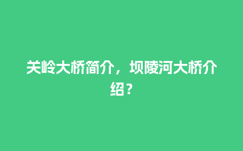 关岭大桥简介，坝陵河大桥介绍？