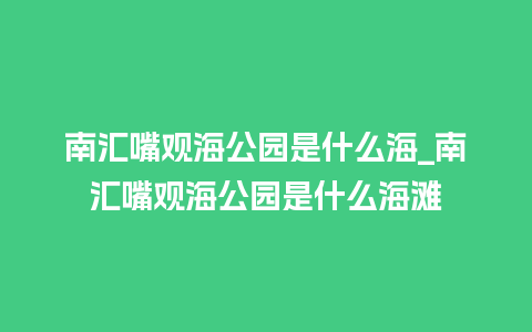 南汇嘴观海公园是什么海_南汇嘴观海公园是什么海滩