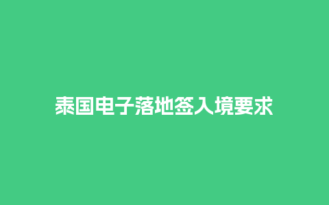 泰国电子落地签入境要求