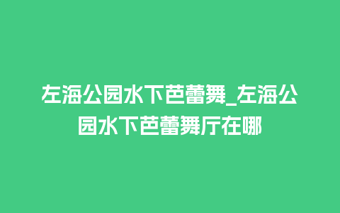 左海公园水下芭蕾舞_左海公园水下芭蕾舞厅在哪