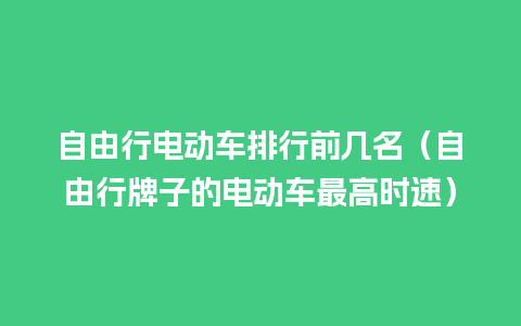 自由行电动车排行前几名（自由行牌子的电动车最高时速）