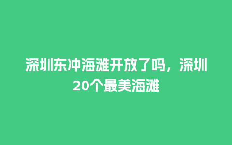 深圳东冲海滩开放了吗，深圳20个最美海滩