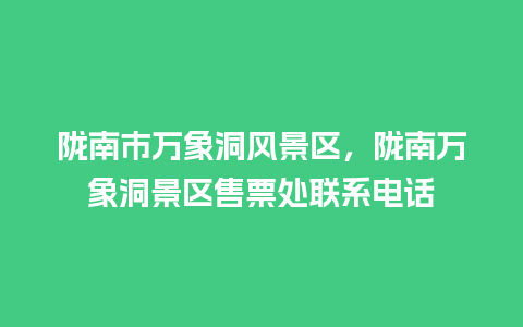 陇南市万象洞风景区，陇南万象洞景区售票处联系电话