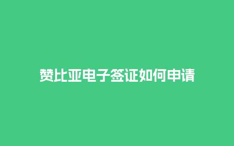 赞比亚电子签证如何申请