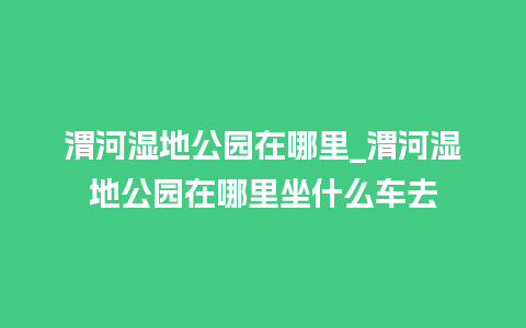 渭河湿地公园在哪里_渭河湿地公园在哪里坐什么车去