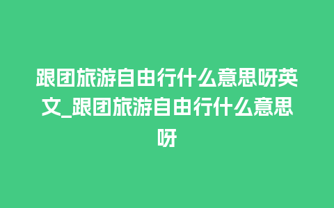 跟团旅游自由行什么意思呀英文_跟团旅游自由行什么意思呀