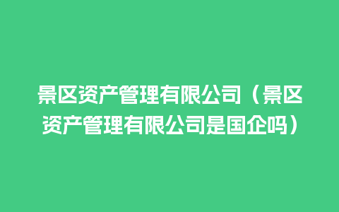 景区资产管理有限公司（景区资产管理有限公司是国企吗）