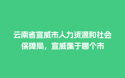 云南省宣威市人力资源和社会保障局，宣威属于哪个市