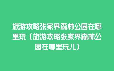 旅游攻略张家界森林公园在哪里玩（旅游攻略张家界森林公园在哪里玩儿）