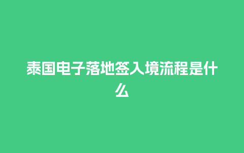 泰国电子落地签入境流程是什么