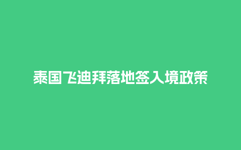 泰国飞迪拜落地签入境政策