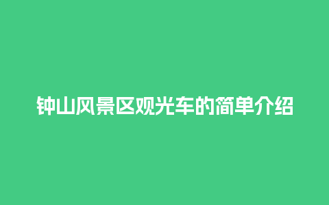 钟山风景区观光车的简单介绍