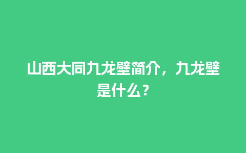 山西大同九龙壁简介，九龙壁是什么？