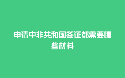 申请中非共和国签证都需要哪些材料