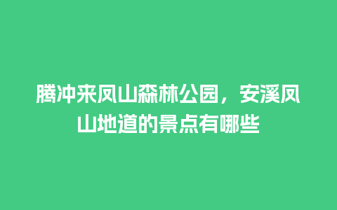 腾冲来凤山森林公园，安溪凤山地道的景点有哪些