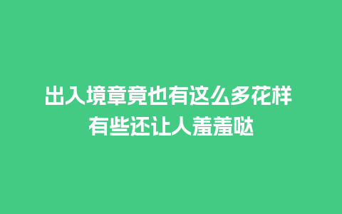 出入境章竟也有这么多花样 有些还让人羞羞哒