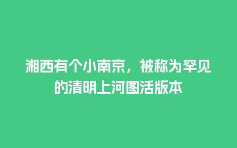 湘西有个小南京，被称为罕见的清明上河图活版本