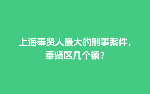 上海奉贤人最大的刑事案件，奉贤区几个镇？