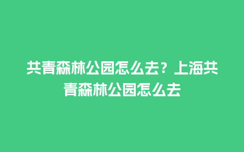 共青森林公园怎么去？上海共青森林公园怎么去