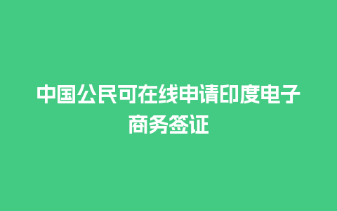 中国公民可在线申请印度电子商务签证