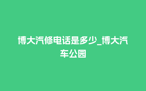 博大汽修电话是多少_博大汽车公园