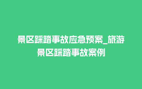 景区踩踏事故应急预案_旅游景区踩踏事故案例