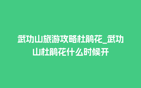 武功山旅游攻略杜鹃花_武功山杜鹃花什么时候开