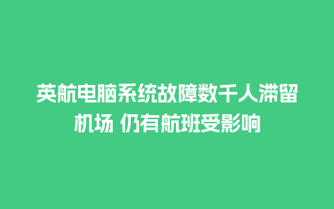 英航电脑系统故障数千人滞留机场 仍有航班受影响